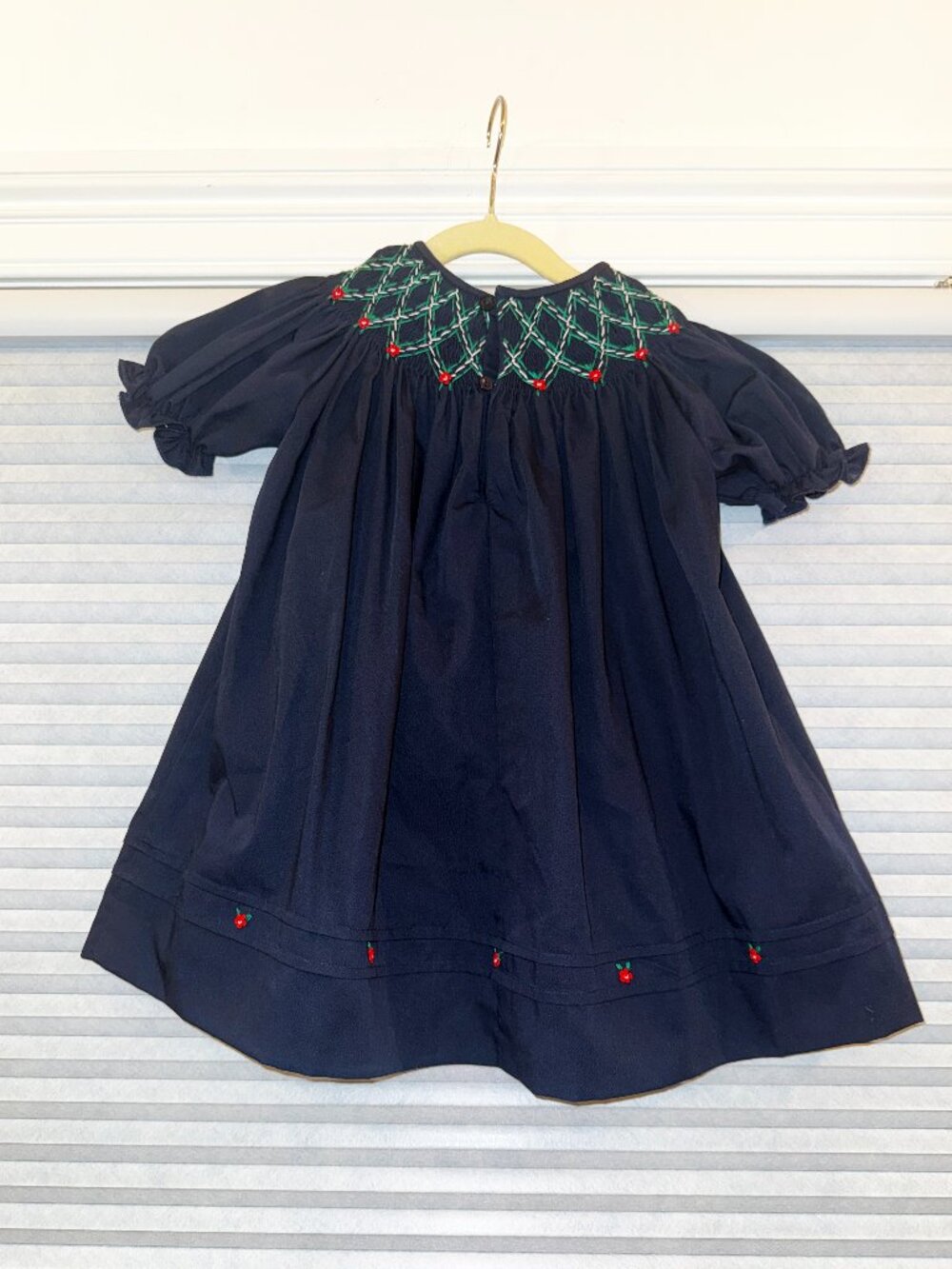 Feltman Brothers Navy Bishop Dress Hand Smocked Embroidered 24M